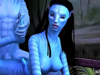 Avatar diva एनल गड़बड़ द्वारा विशाल नीला दस्ता