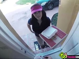 Pizza delivery lady Kimber Woods gets paid to get fucked by her customer